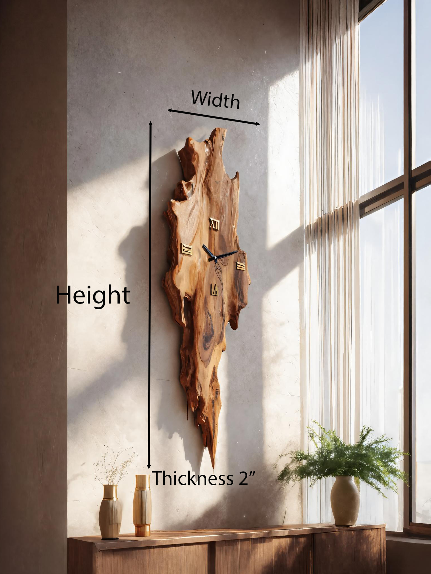 Rustic Wall Clock With Natural Edge Design For Bedroom