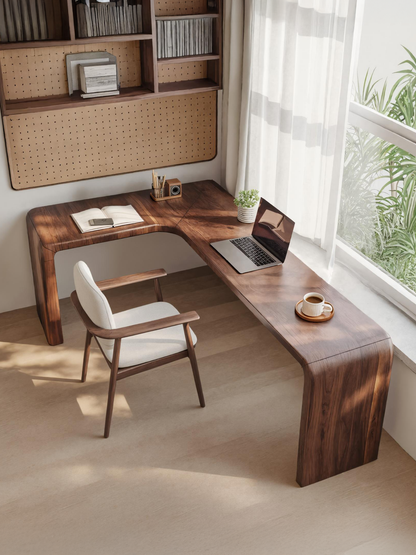 Modern L Shaped Desk With Smooth Curves For Home Office