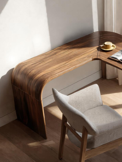 Contemporary L Shaped Desk With Curved Edges For Home Office