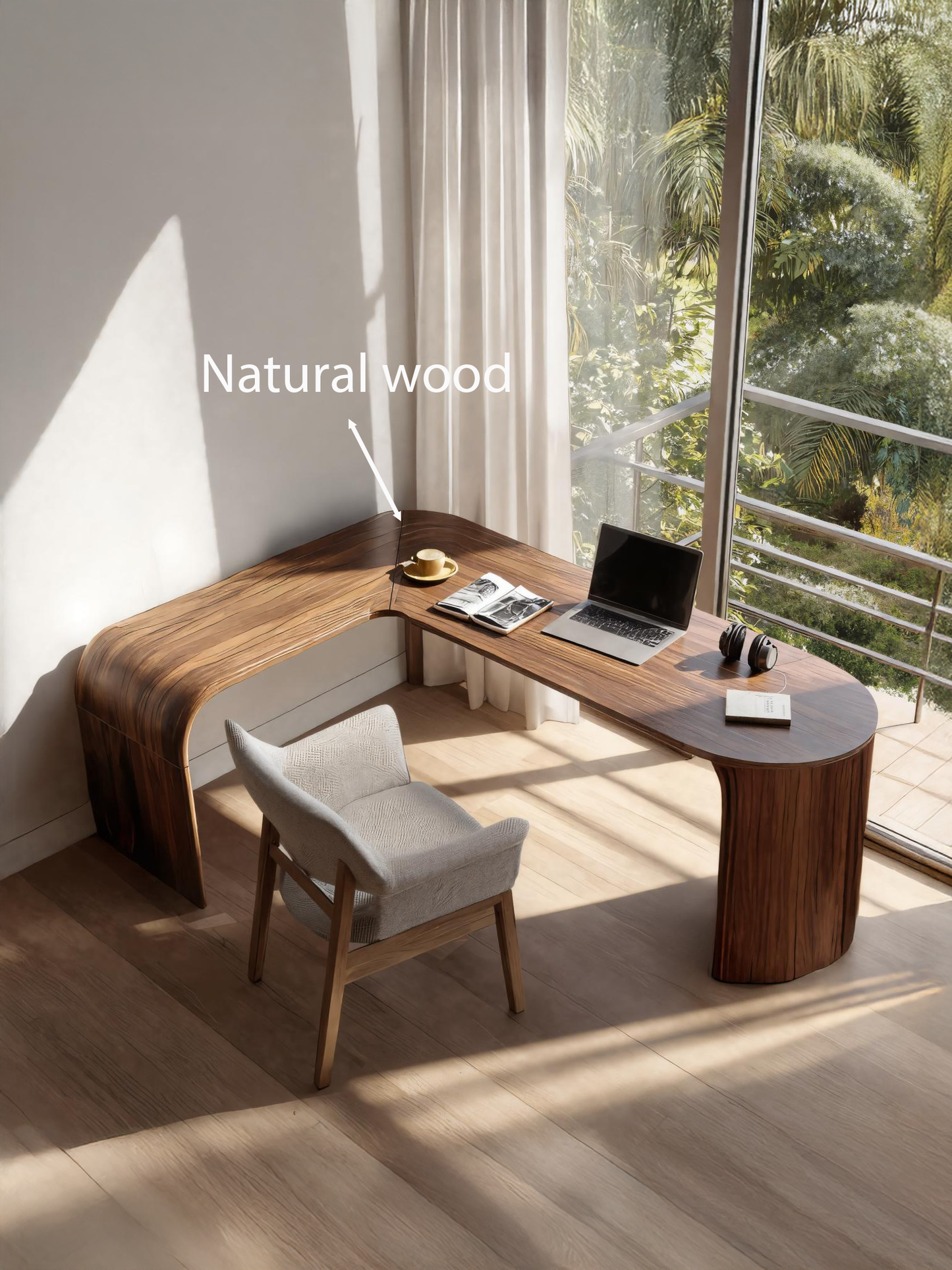 Contemporary L Shaped Desk With Curved Edges For Home Office