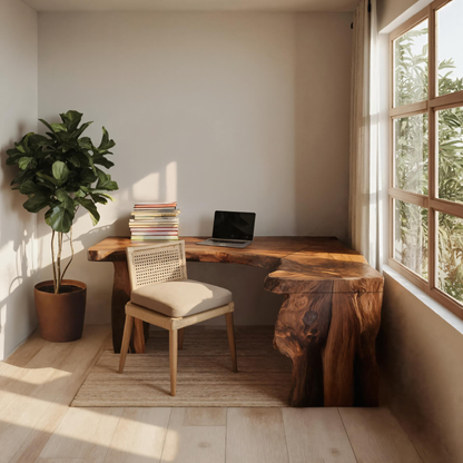 Rustic Live Edge L Shaped Desk For Home Workspace