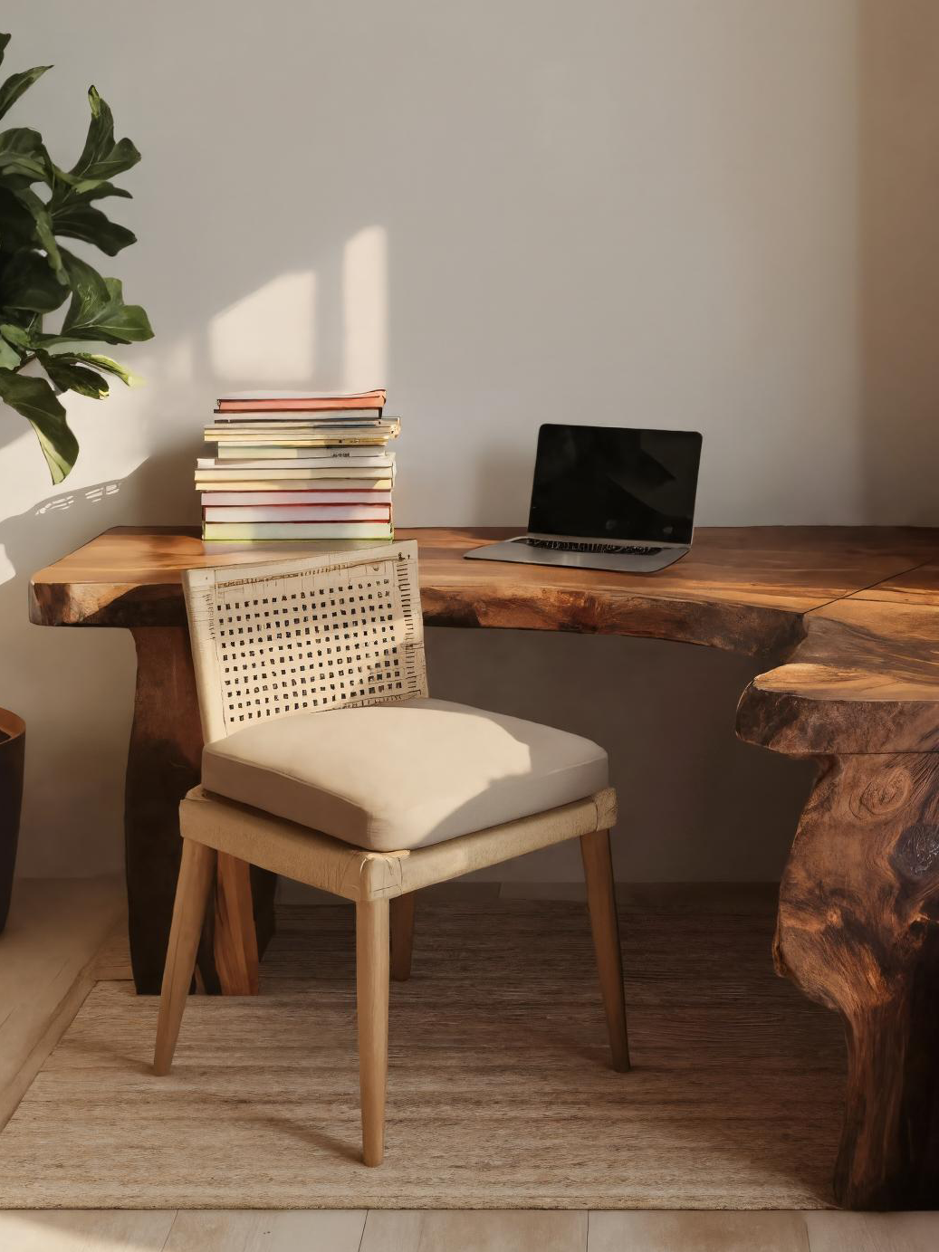 Rustic Live Edge L Shaped Desk For Home Workspace