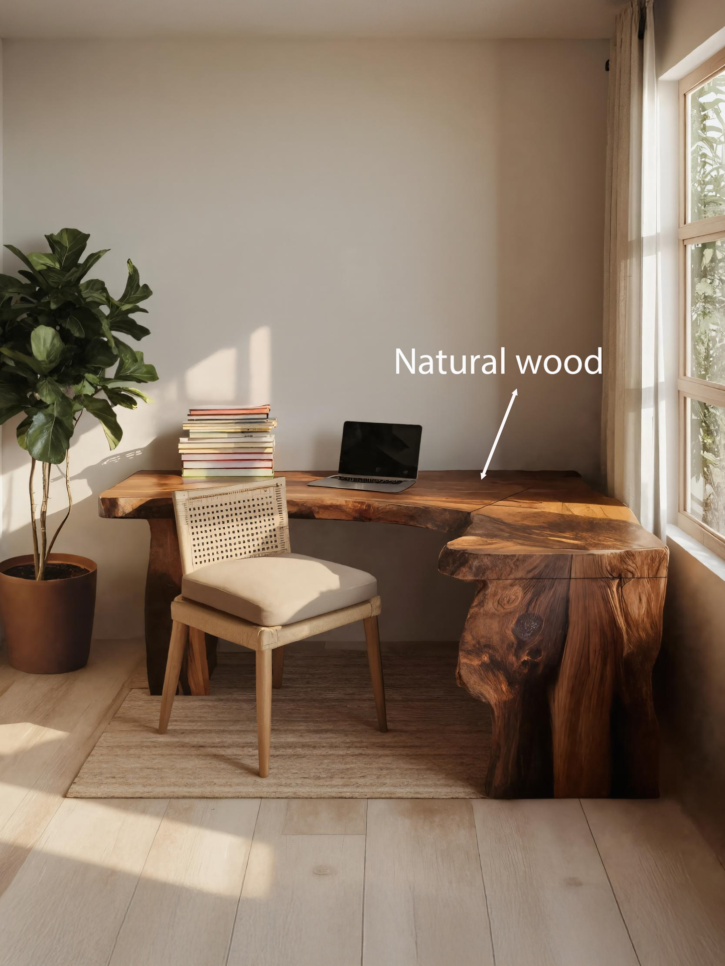 Rustic Live Edge L Shaped Desk For Home Workspace