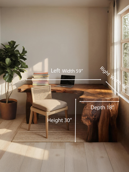 Rustic Live Edge L Shaped Desk For Home Workspace