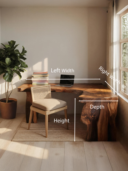 Rustic Live Edge L Shaped Desk For Home Workspace