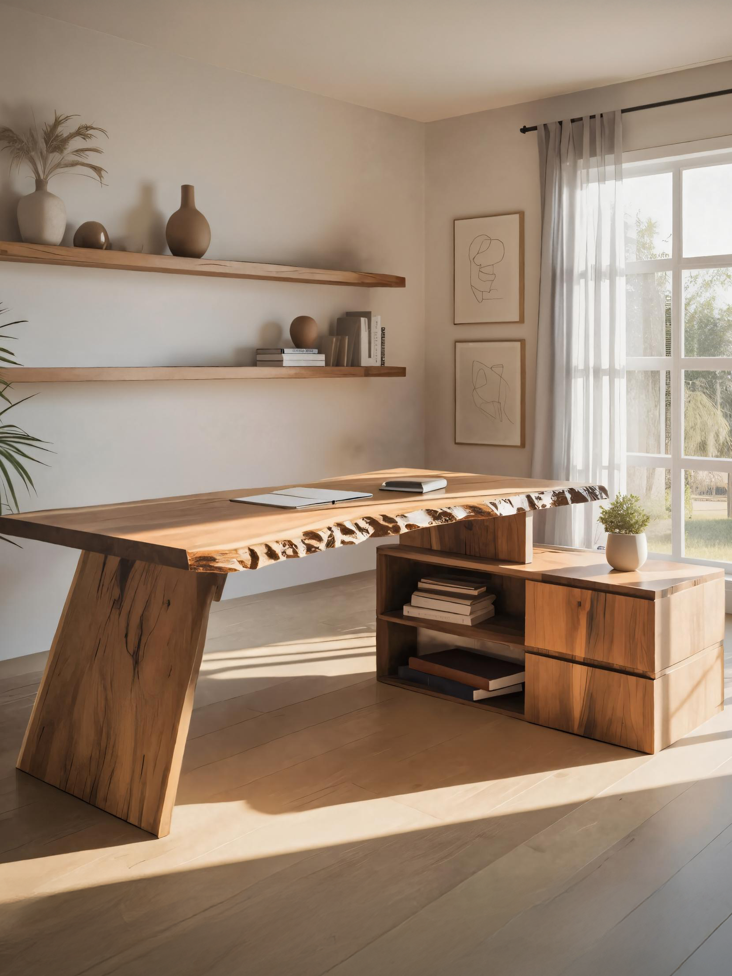 Modern Desk With Storage Shelf For Home Workspace