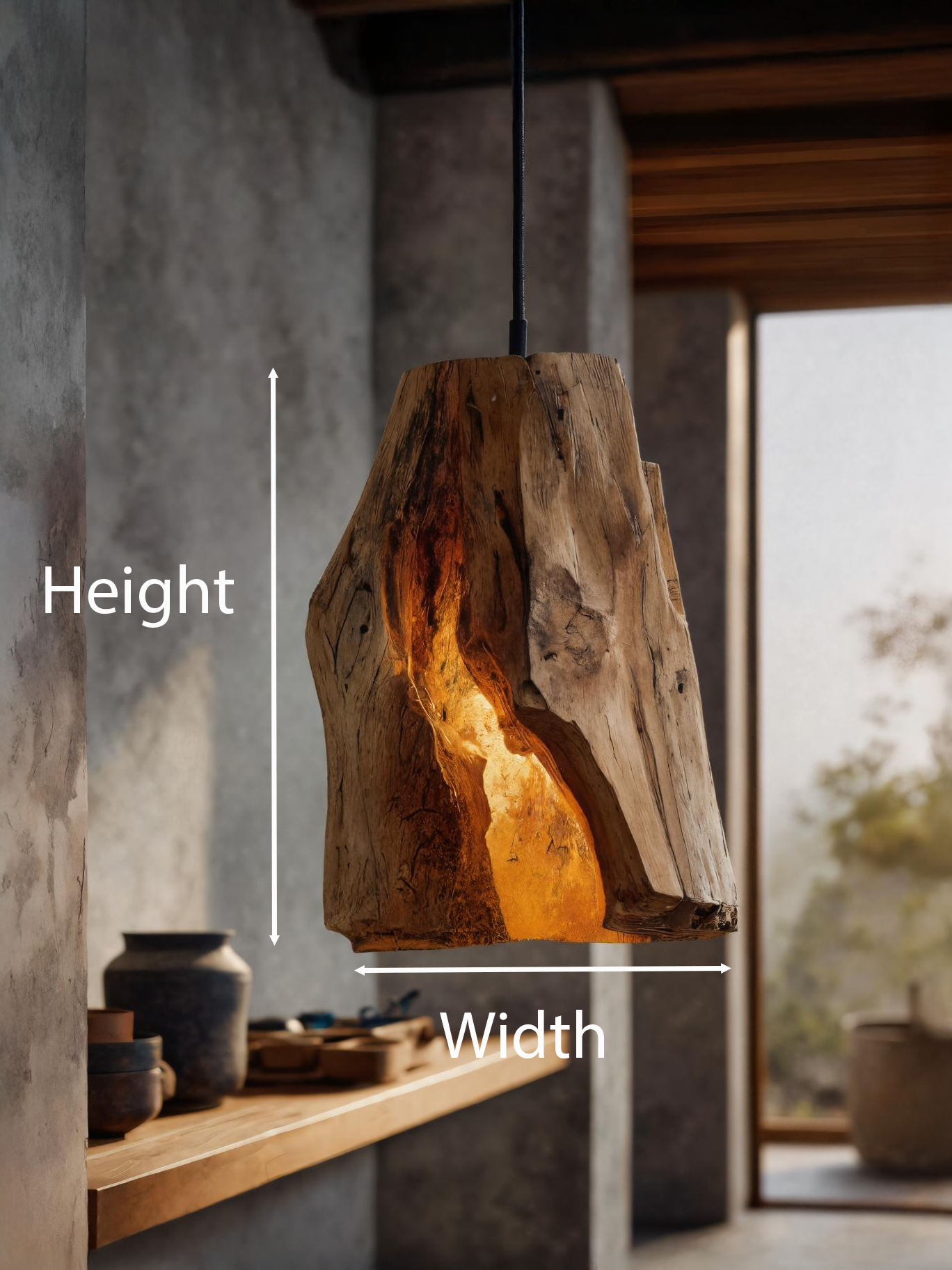 Rustic Organic Pendant Light For Dining Room