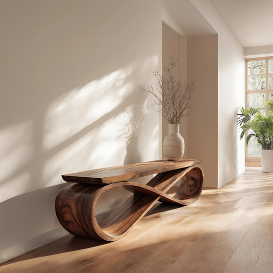 Infinity Loop Sculptural Bench For Entryway Or Living Room