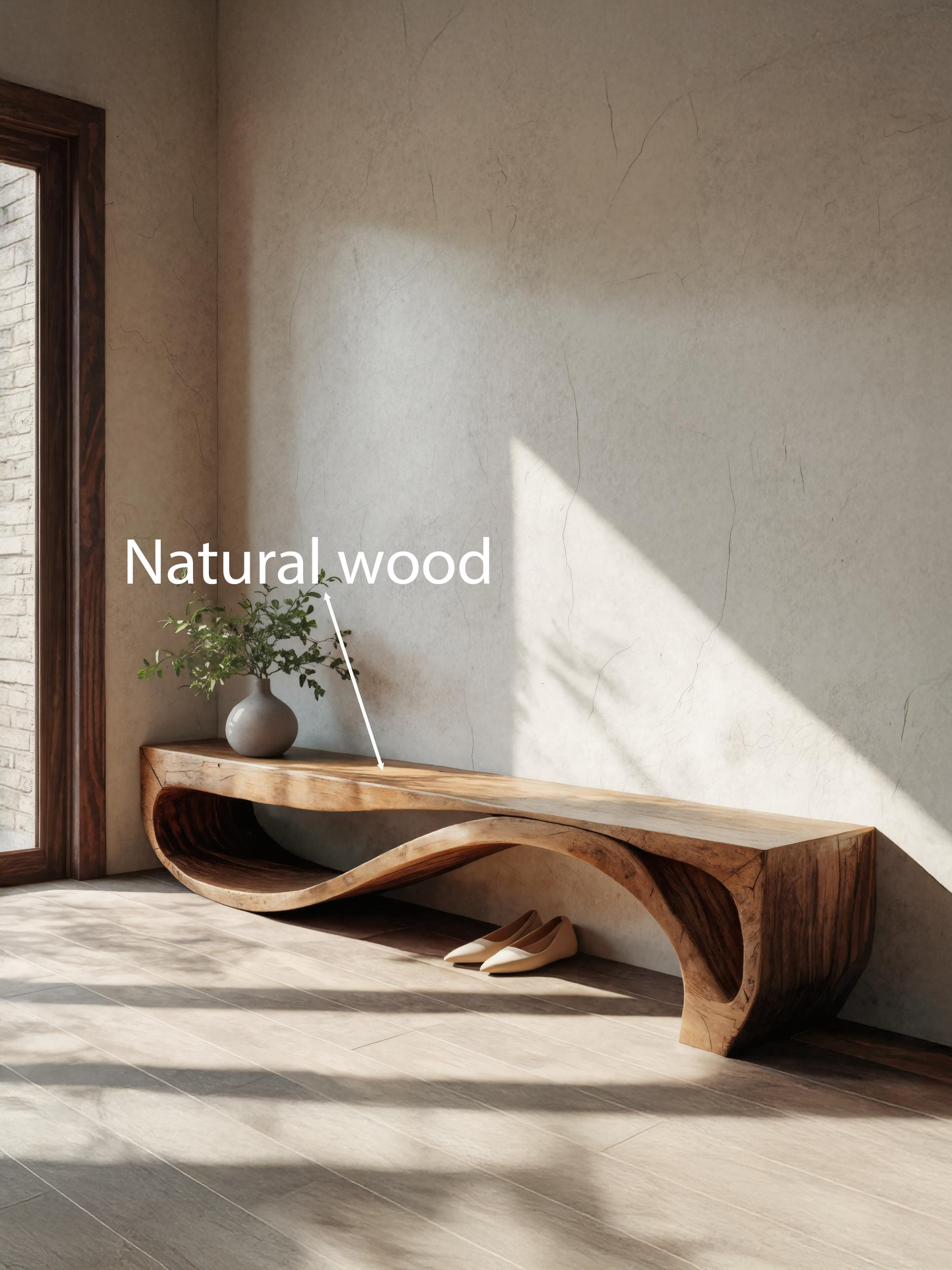Sculptural Bench With Wave Design For Entryway