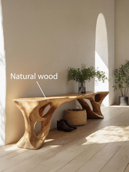 Sculptural Bench With Carved Design For Entryway