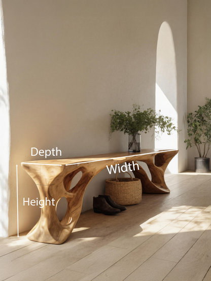 Sculptural Bench With Carved Design For Entryway