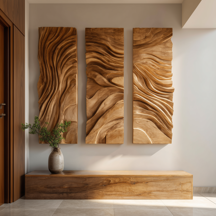Artistic Wall Art Set With Wave Design For Living Room