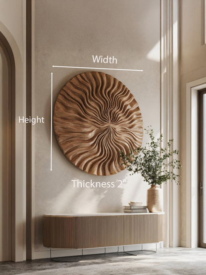 Round Wall Art With Wave Design For Entryway
