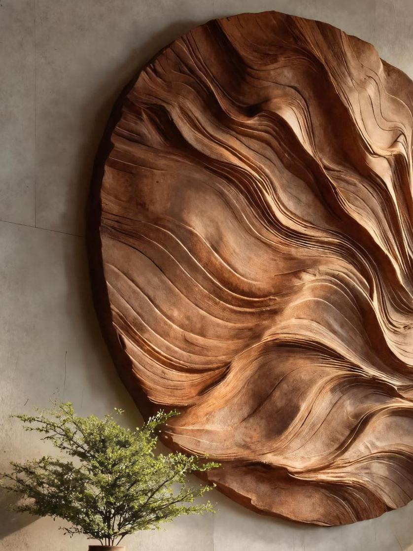 Round Carved Wall Sculpture For Living Room
