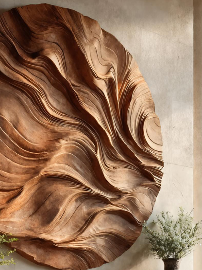 Round Carved Wall Sculpture For Living Room