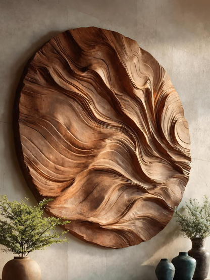 Round Carved Wall Sculpture For Living Room