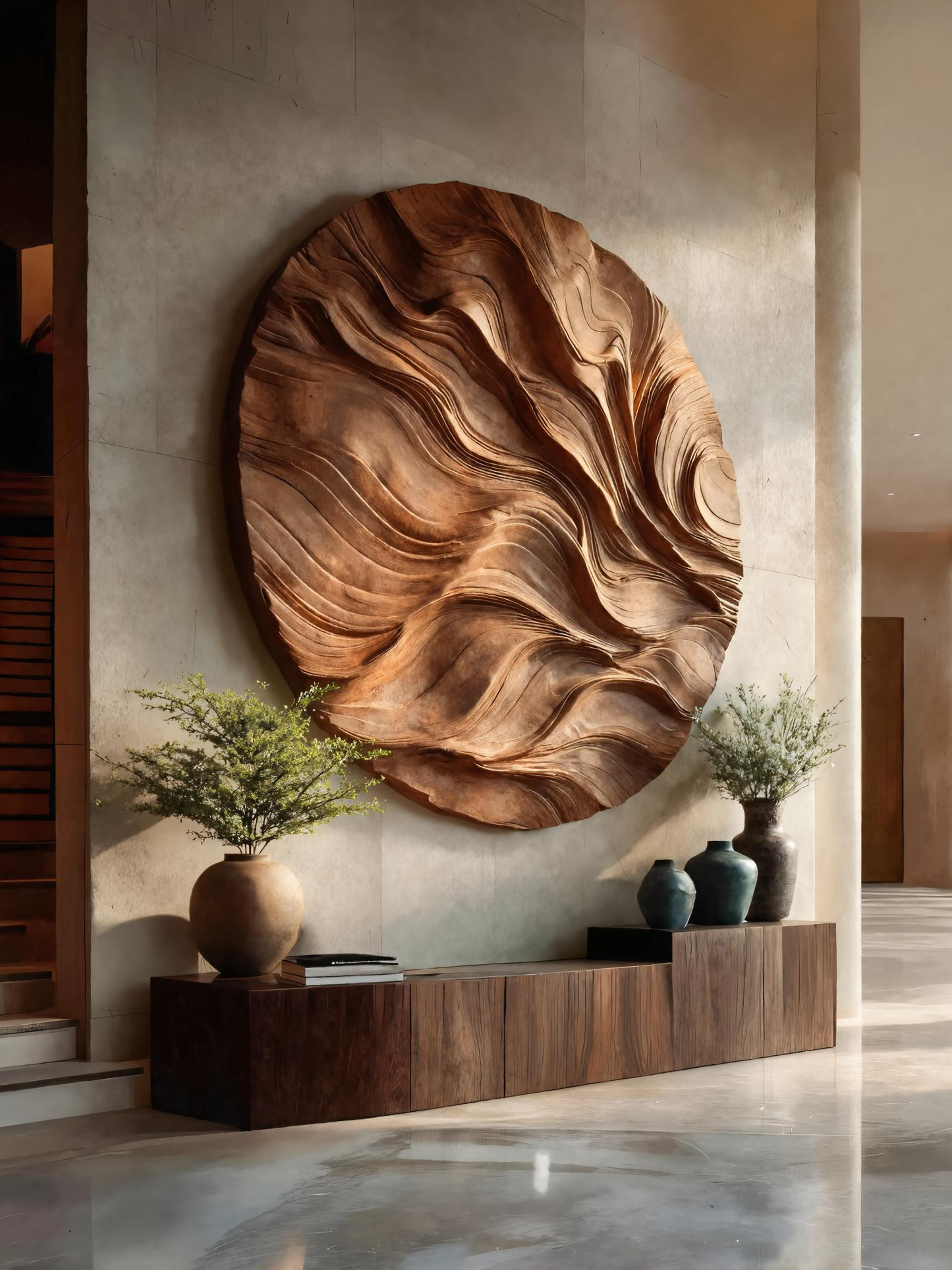 Round Carved Wall Sculpture For Living Room