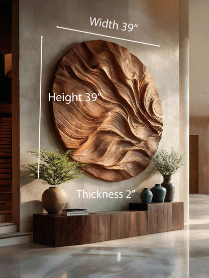 Round Carved Wall Sculpture For Living Room
