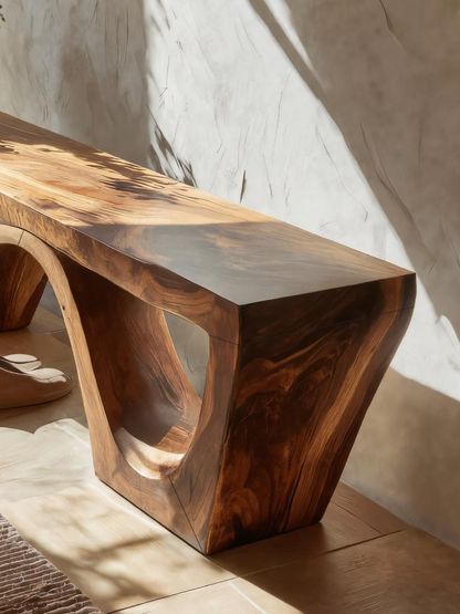 Modern Sculptural Bench With Organic Curves For Living Room