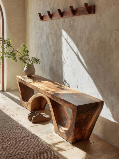 Modern Sculptural Bench With Organic Curves For Living Room