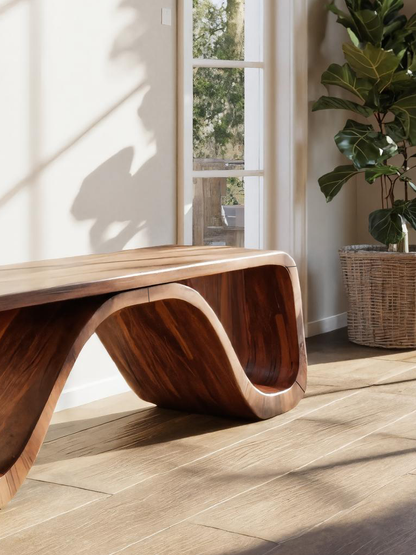Modern Sculptural Bench With Curved Design For Hallway