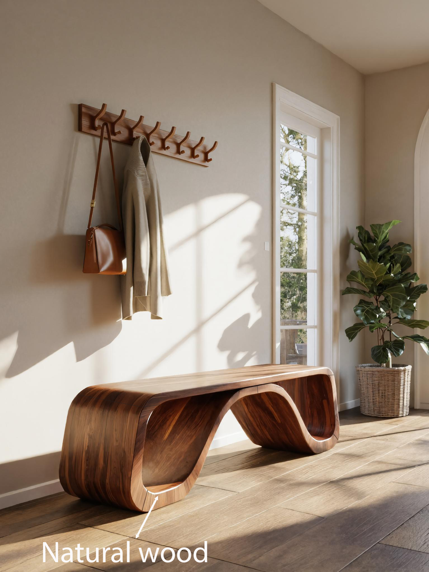 Modern Sculptural Bench With Curved Design For Hallway