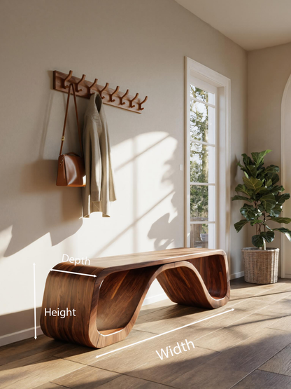 Modern Sculptural Bench With Curved Design For Hallway