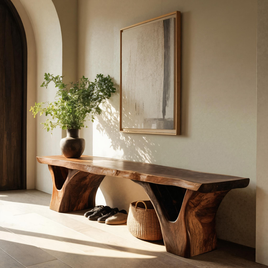 Organic Sculptural Bench For Entryway