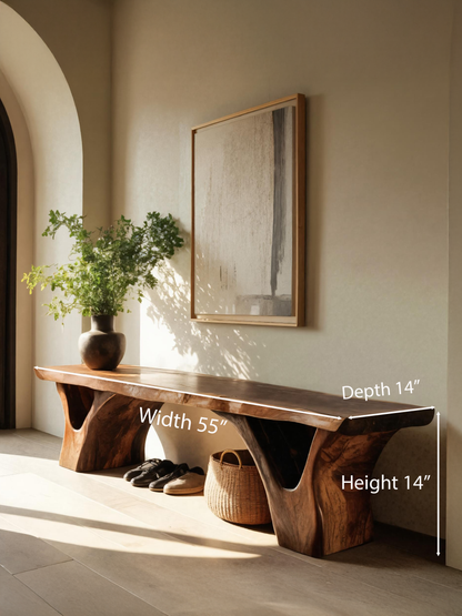 Organic Sculptural Bench For Entryway