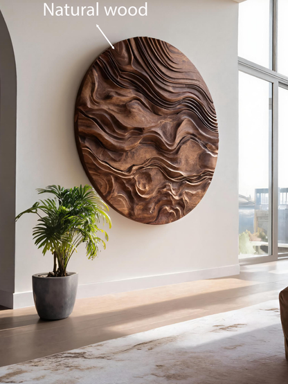 Round Wall Art With Wave Design For Living Room