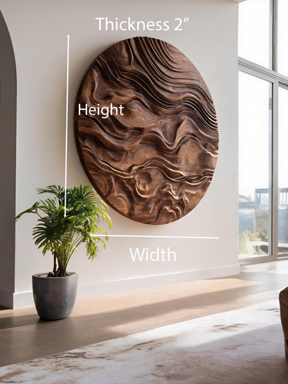 Round Wall Art With Wave Design For Living Room