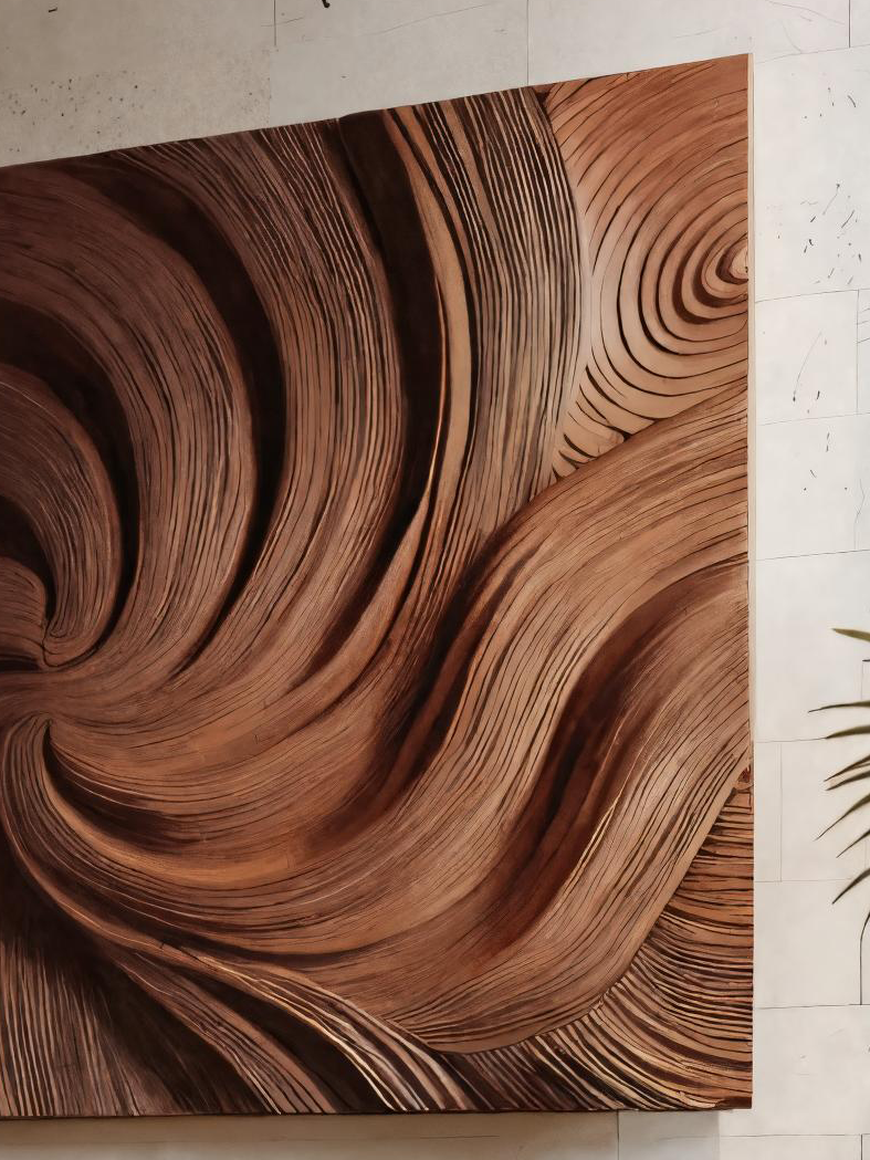 Modern Wall Art Panel With Wave Design For Living Room