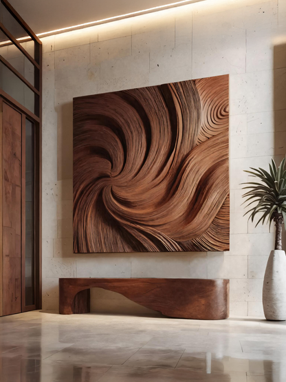 Modern Wall Art Panel With Wave Design For Living Room