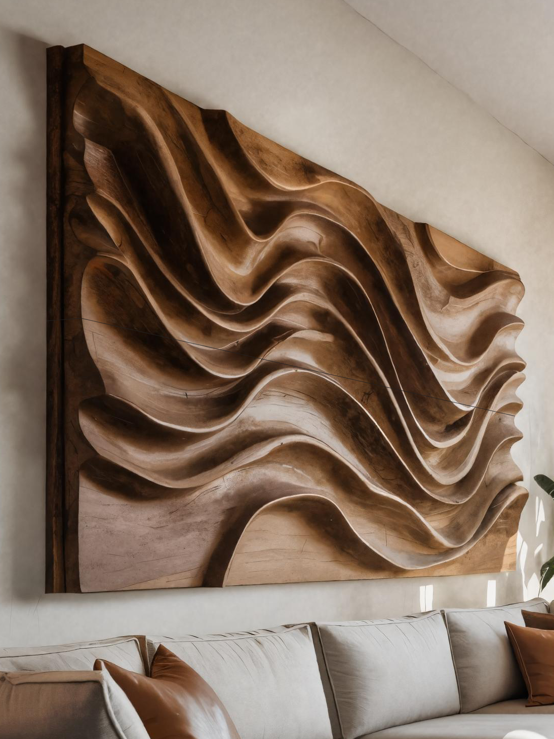 Modern Wall Art With Wave Design For Living Room