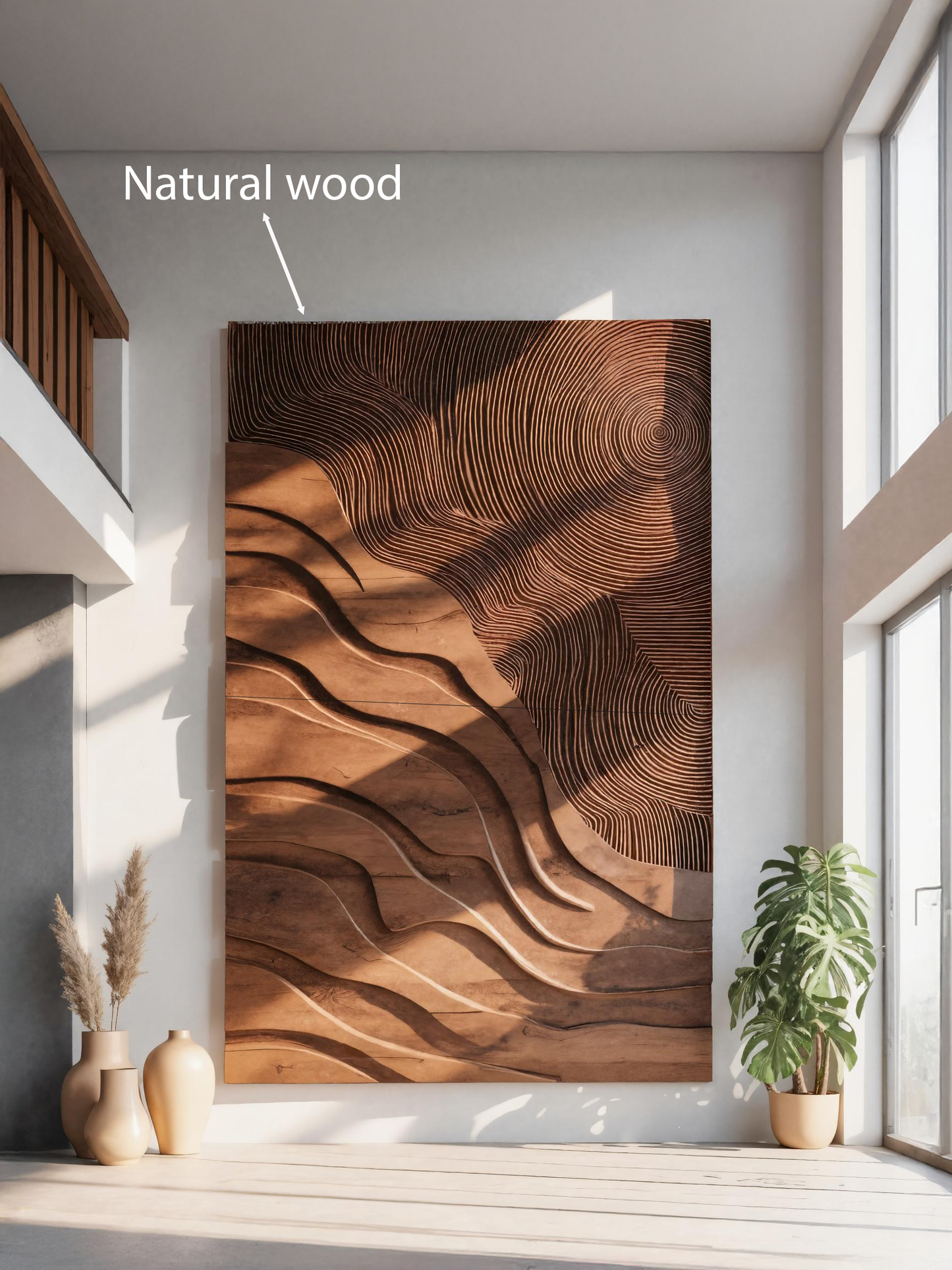 Sculptural Carved Wall Art With Wave Patterns For Living Room