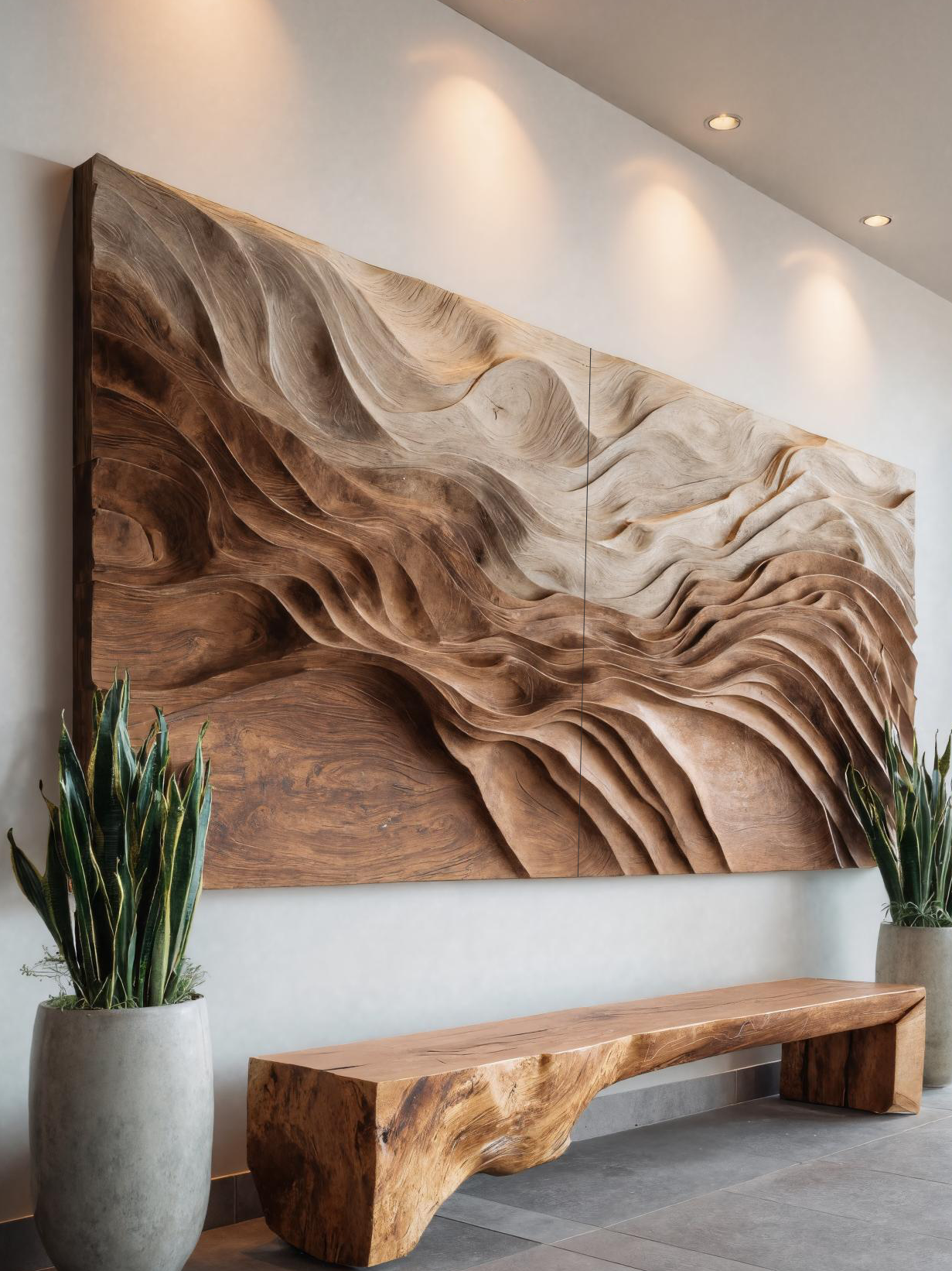 Sculptural Wall Art With Flowing Design For Living Room