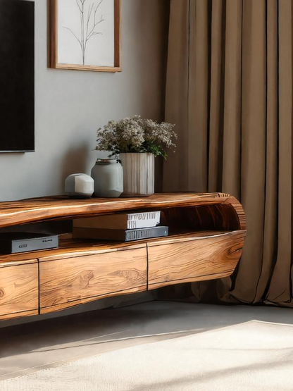 Modern Floating TV Console With Rounded Design For Living Room