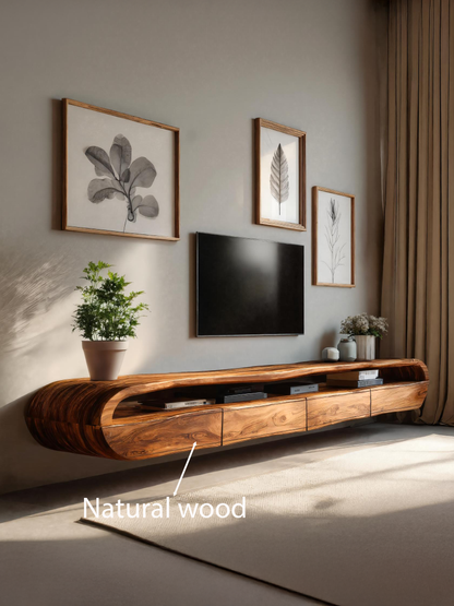 Modern Floating TV Console With Rounded Design For Living Room