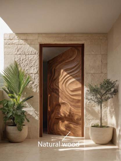 Artistic Sculptural Front Door With Wave Design For Entryway