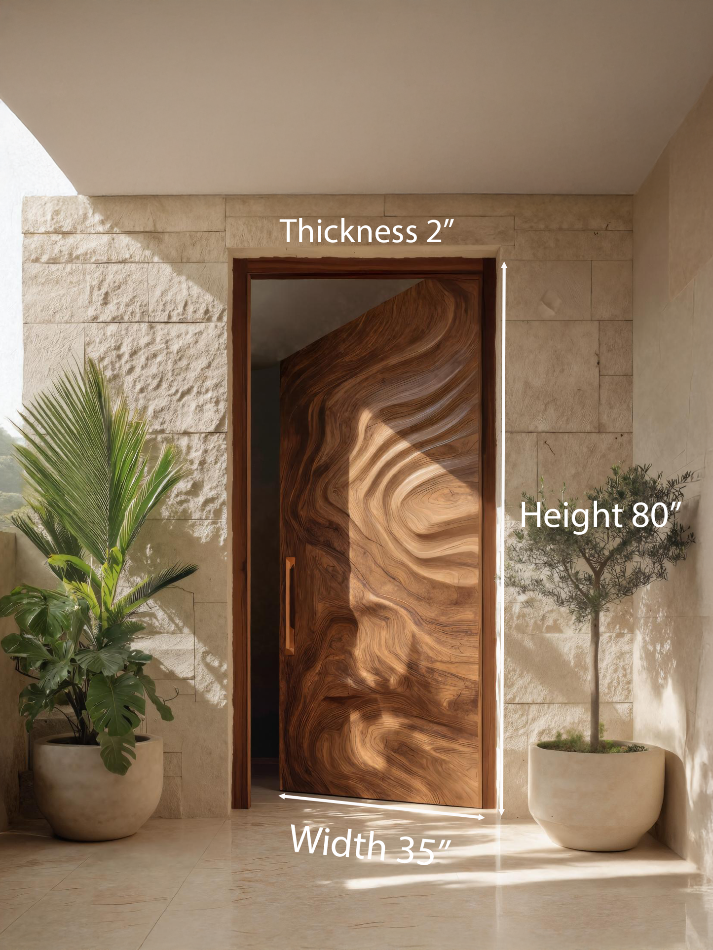 Artistic Sculptural Front Door With Wave Design For Entryway