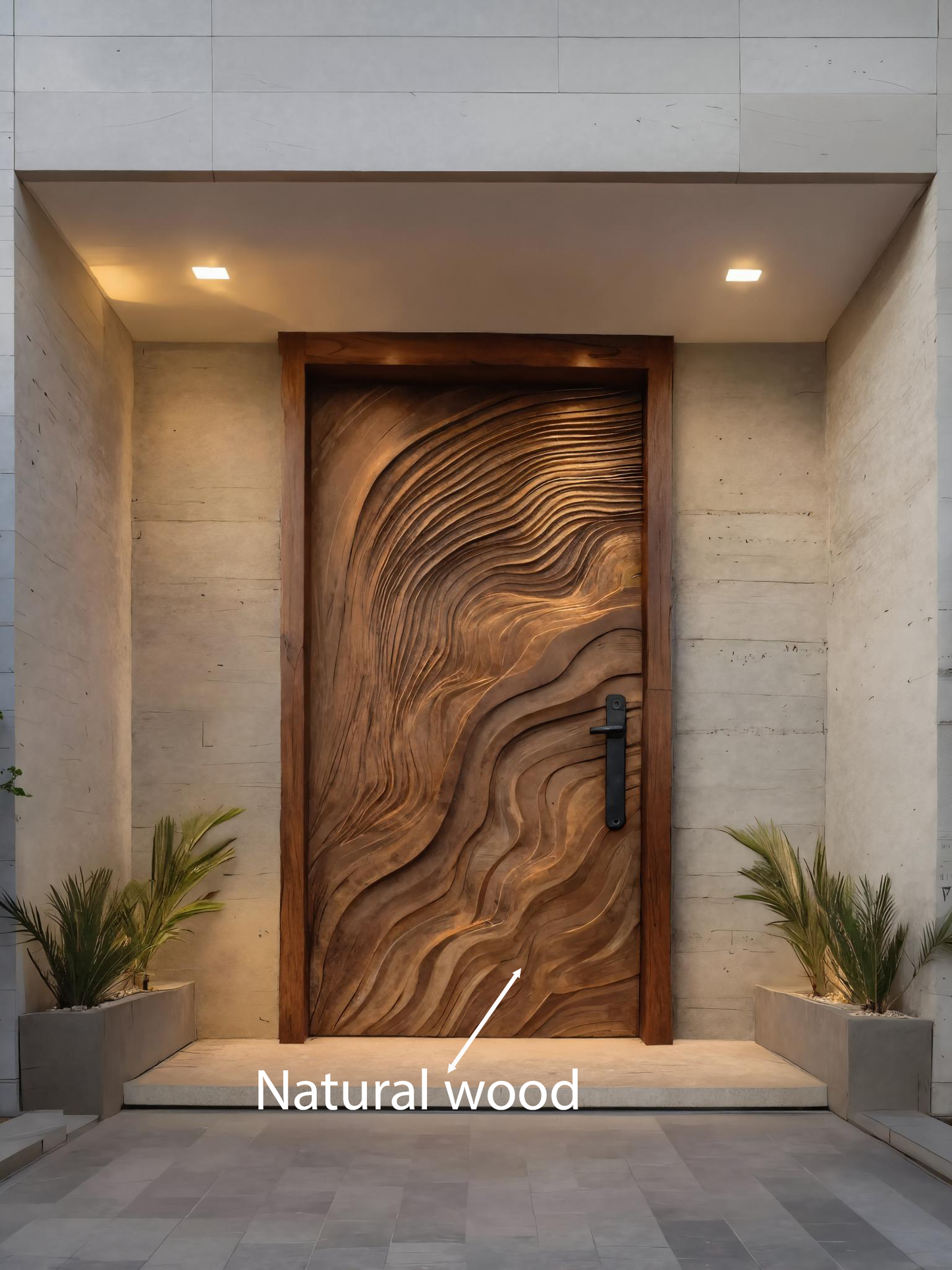 Sculptural Door With Flowing 3D Wave Pattern For Entryway