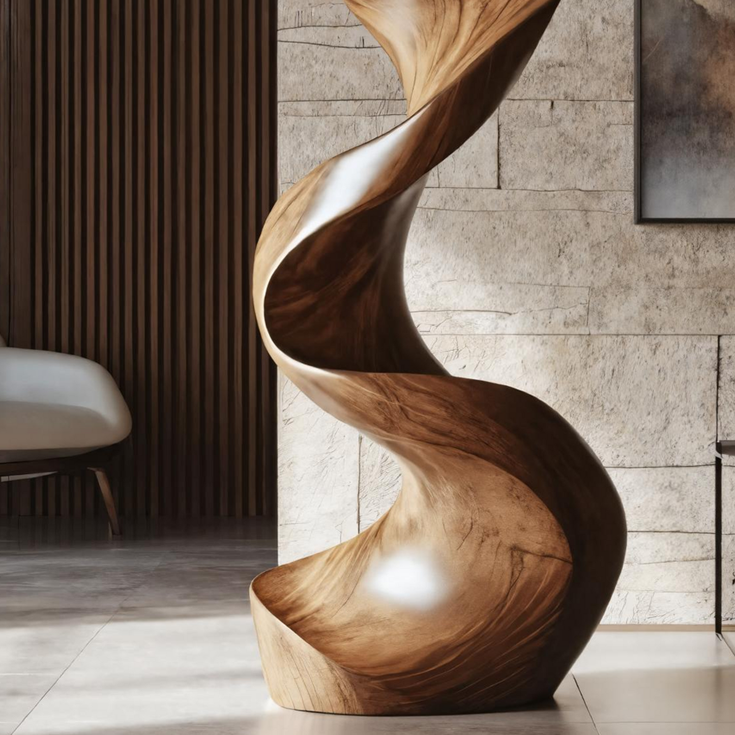 Rustic Large Wooden Sculpture For Furniture Art Feature
