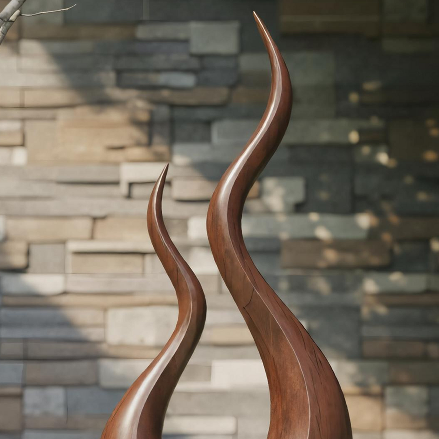 Mid Century Wooden Sculpture For Garden Decorative Panel