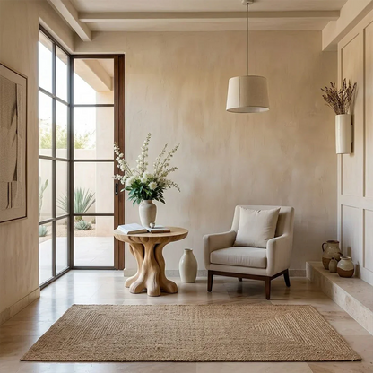 This accent table in light oak tone showcases a sculptural form with functional display space