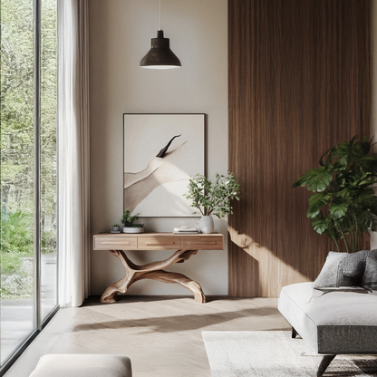 Mid Century Live Edge Entryway Table For Bedroom Rustic Accent