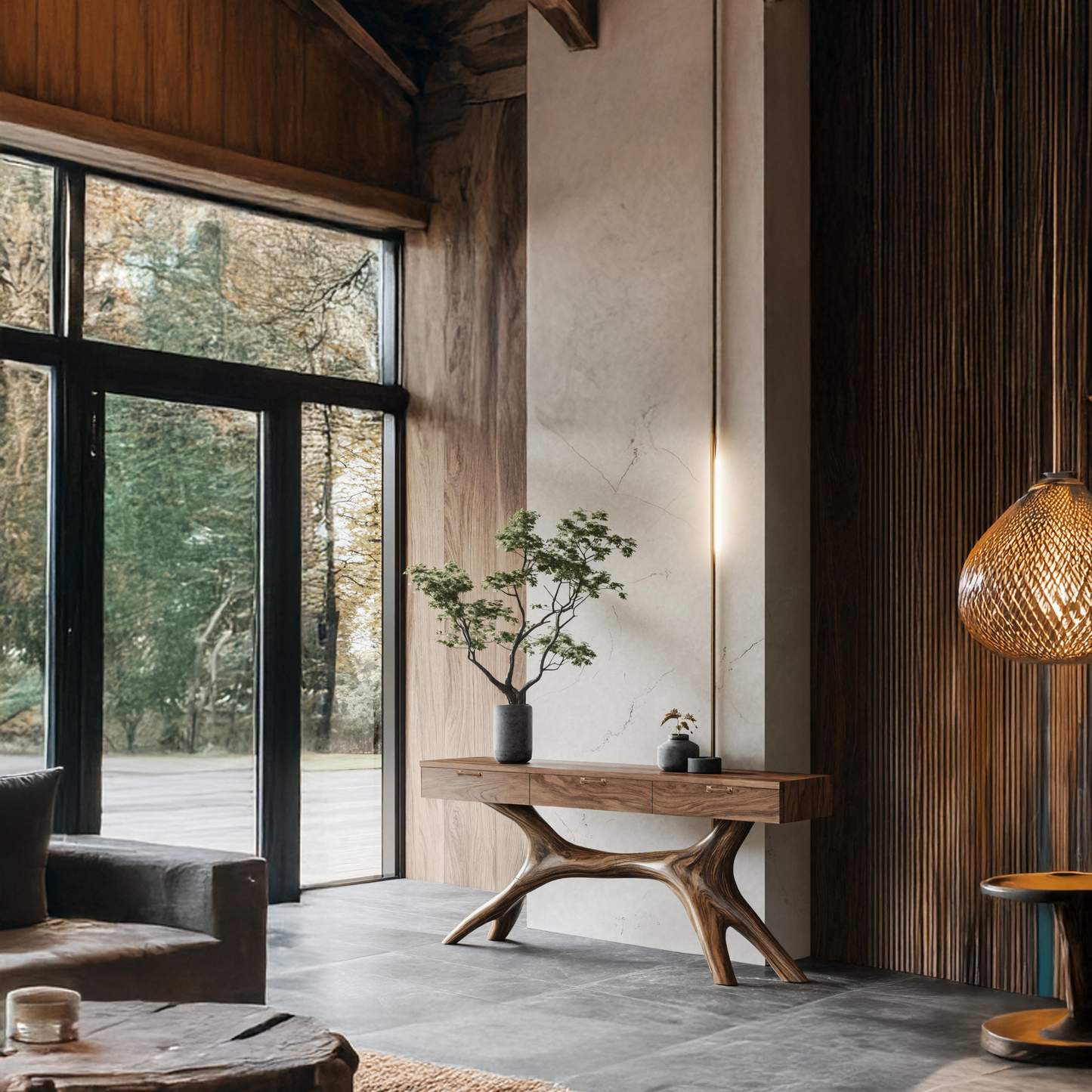 Farmhouse Wooden Console Table For Furniture Decor With Drawers