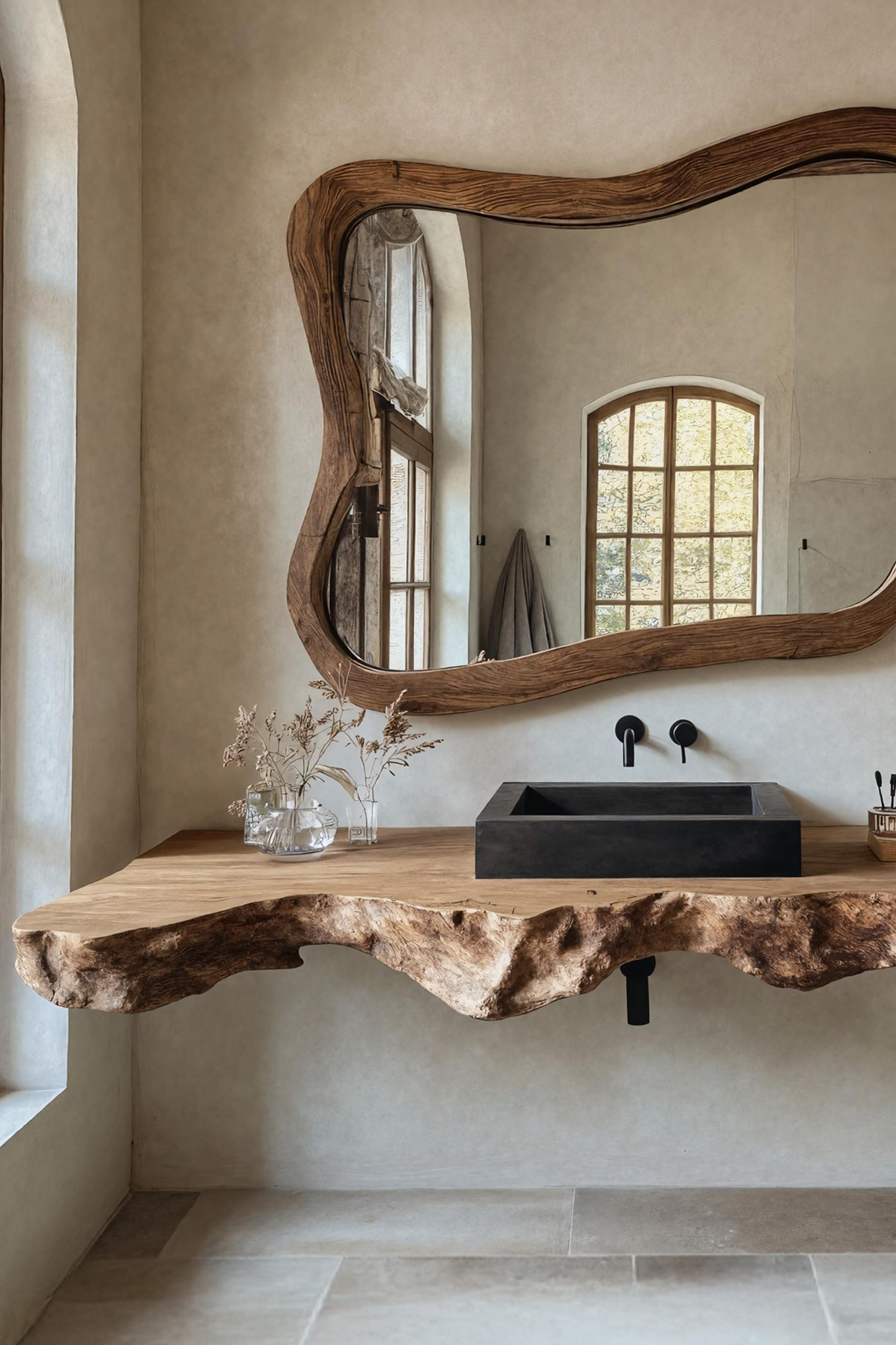 Live Edge Solid Wood Vanity For Rustic Bathroom