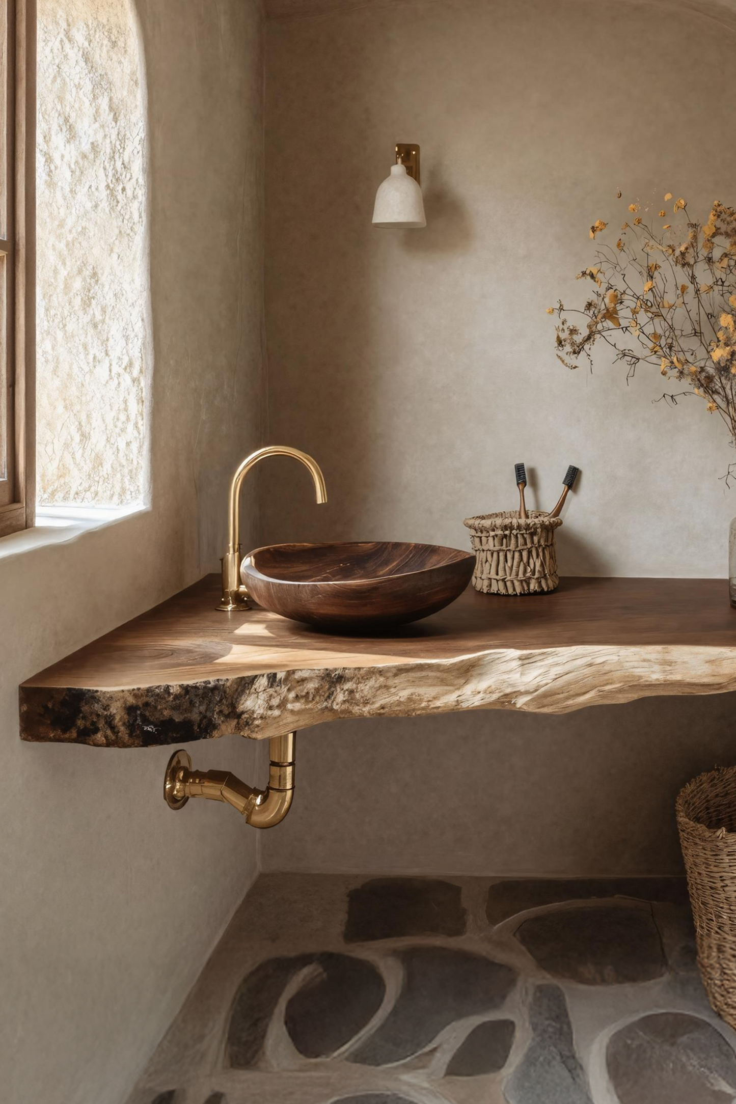 Solid Wood Floating Vanity For Farmhouse Bathroom