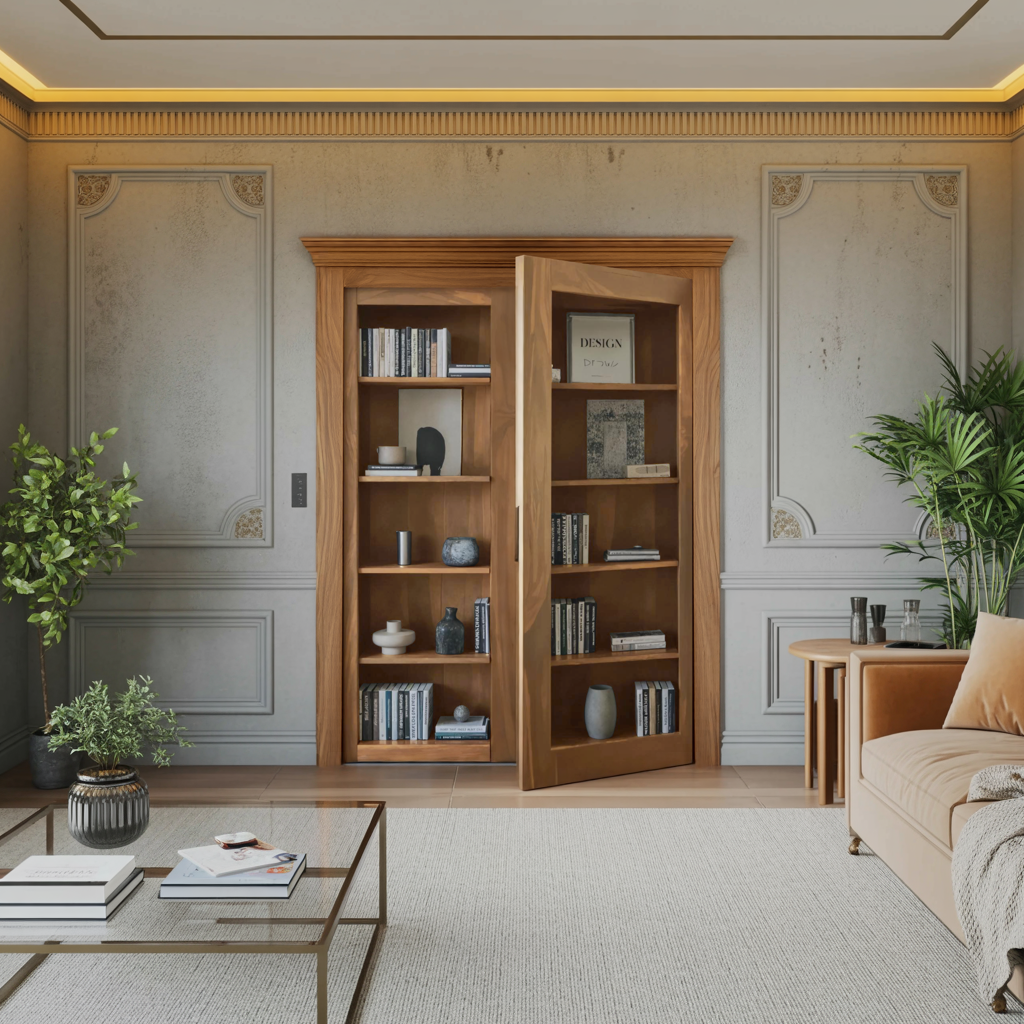 Modern Hidden Door Bookshelf For Home Office Or Living Room