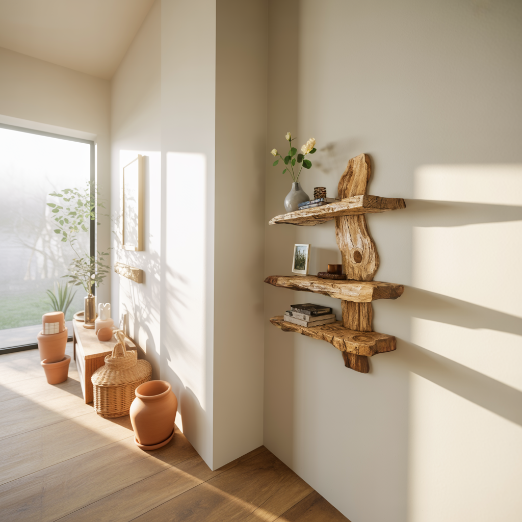 Rustic Wall Shelf For Bedroom Or Reading Corner Display